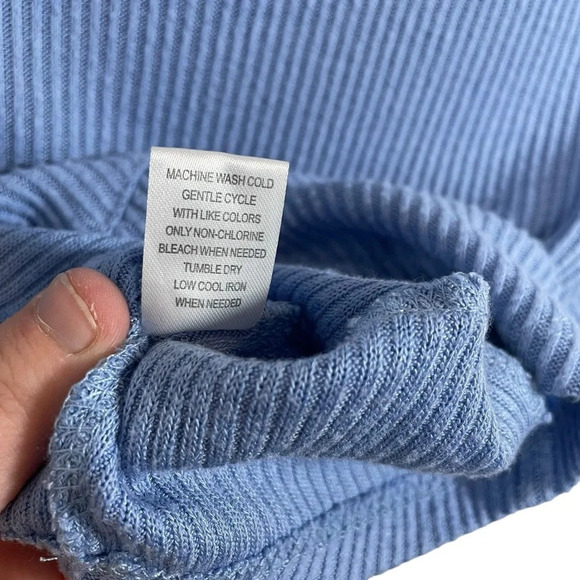 PacSun Women’s Ribbed Fitted Cropped Tee in Blue Size S - Picture 9 of 10